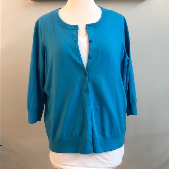 Talbots Sweaters - 💥Sale💥Talbots Cardigan 3/4 Sleeve Sky Blue Plus